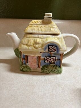 Cute Cottage Teapot - Hand-Painted Ceramic
